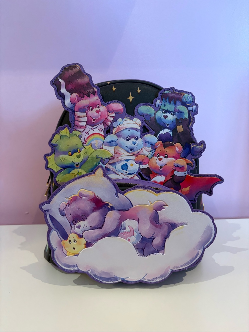 Care Bears x Universal Monsters Scary Dreams Glow Mini Loungefly Backpack 🎒 💜